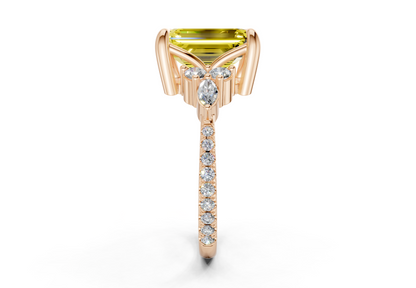 Zephyrine Yellow Diamond Accent Emerald Cut 1.9mm Engagement Ring