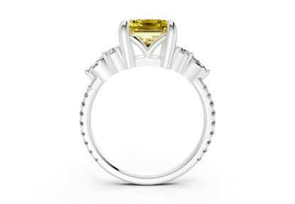 Zephyrine Yellow Diamond Accent Emerald Cut 1.9mm Engagement Ring