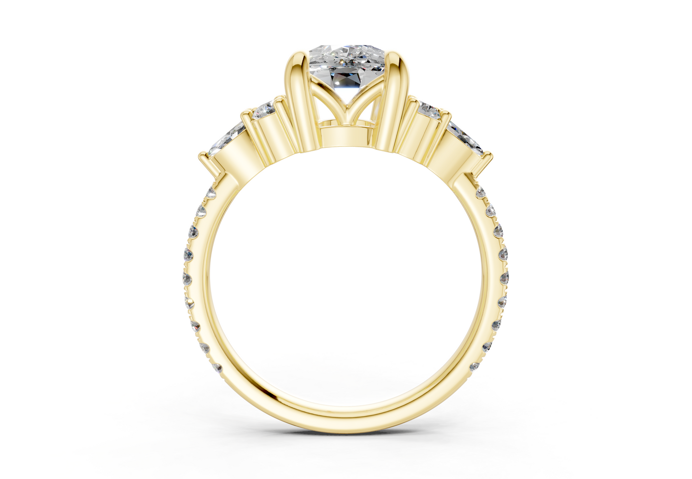 Zephyrine Diamond Accent Elongated Cushion Cut 1.9mm Engagement Ring