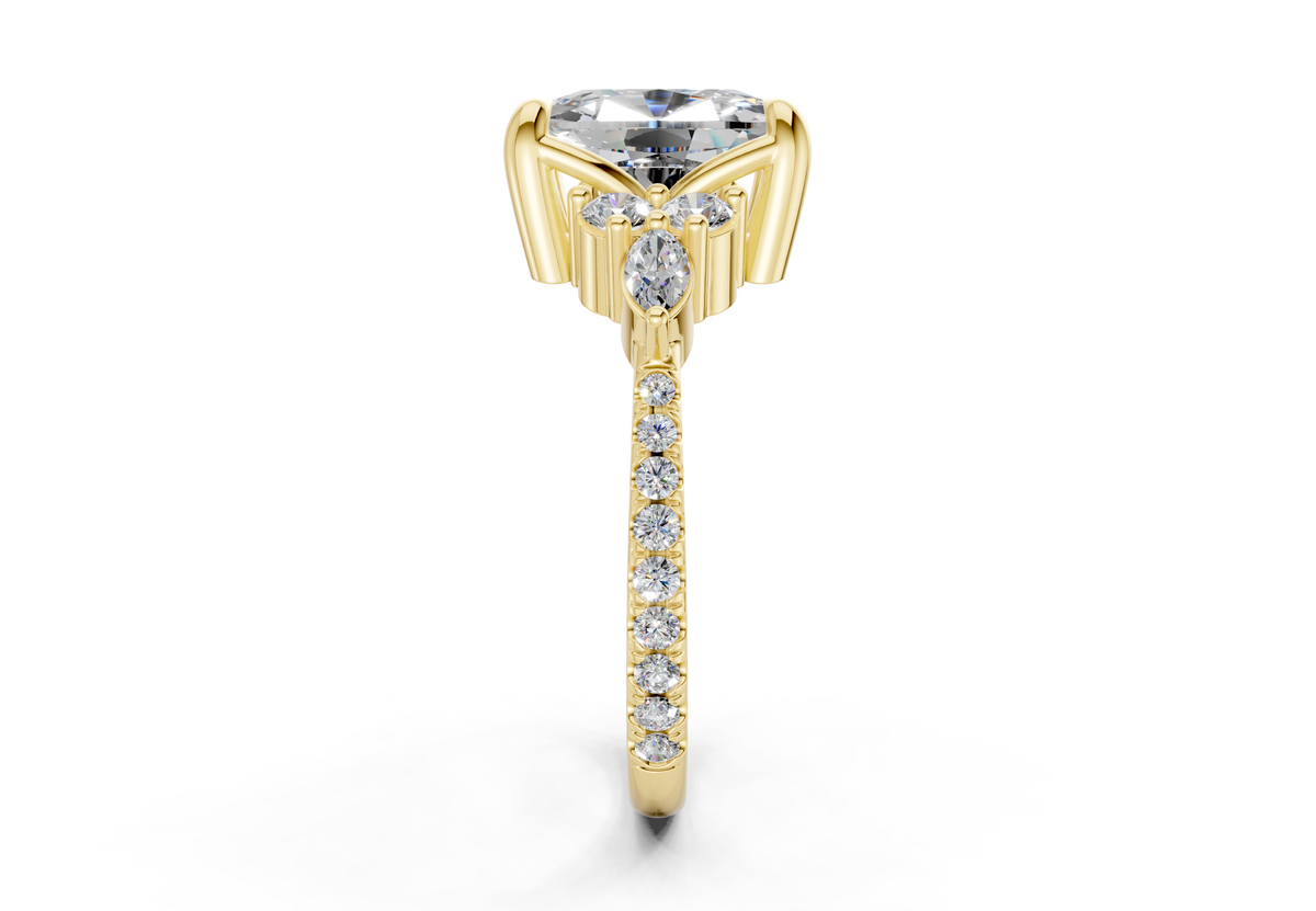 Zephyrine Diamond Accent Elongated Cushion Cut 1.9mm Engagement Ring