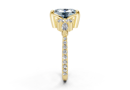 Zephyrine Blue Diamond Accent Elongated Cushion Cut 1.9mm Engagement Ring