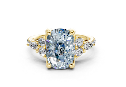 Zephyrine Blue Diamond Accent Elongated Cushion Cut 1.9mm Engagement Ring
