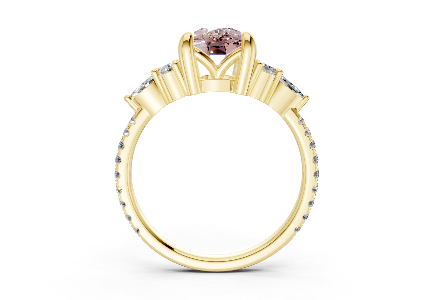 Zephyrine Pink Diamond Accent Elongated Cushion Cut 1.9mm Engagement Ring