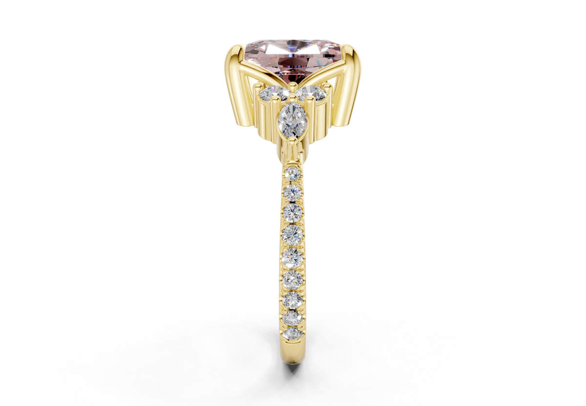 Zephyrine Pink Diamond Accent Elongated Cushion Cut 1.9mm Engagement Ring