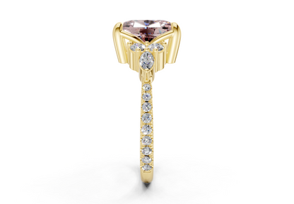 Zephyrine Pink Diamond Accent Elongated Cushion Cut 1.9mm Engagement Ring