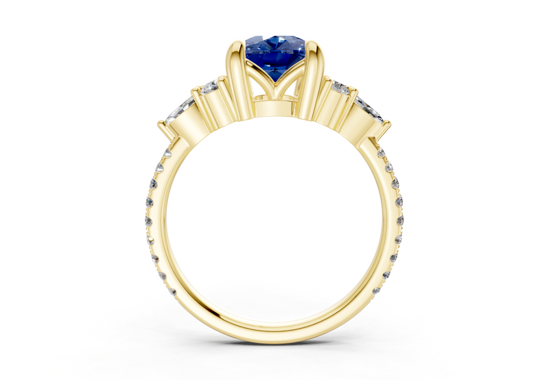 Zephyrine Sapphire Gemstone Accent Elongated Cushion Cut 1.9mm Engagement Ring