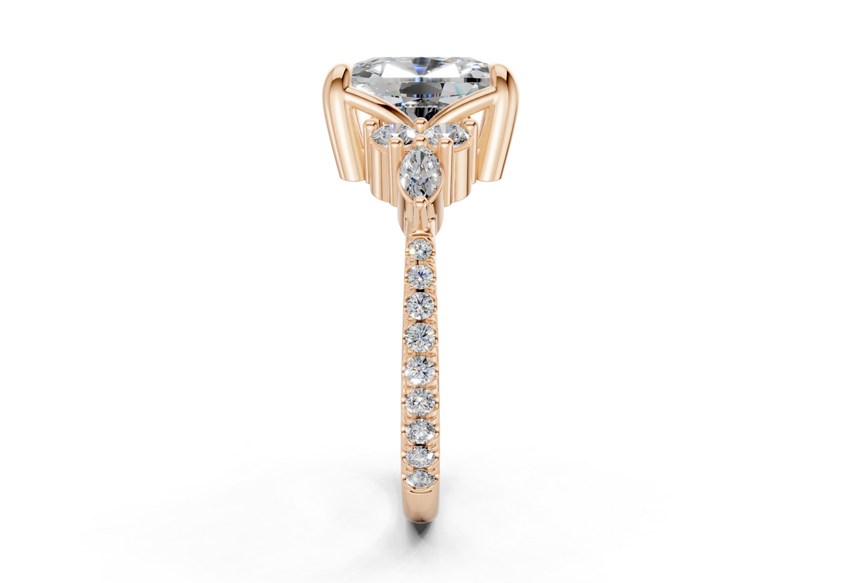 Zephyrine Diamond Accent Elongated Cushion Cut 1.9mm Engagement Ring