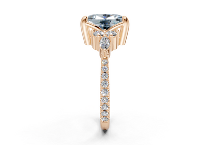 Zephyrine Blue Diamond Accent Elongated Cushion Cut 1.9mm Engagement Ring