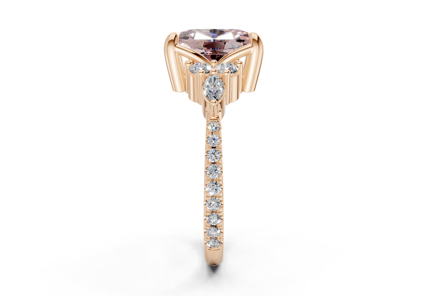 Zephyrine Pink Diamond Accent Elongated Cushion Cut 1.9mm Engagement Ring