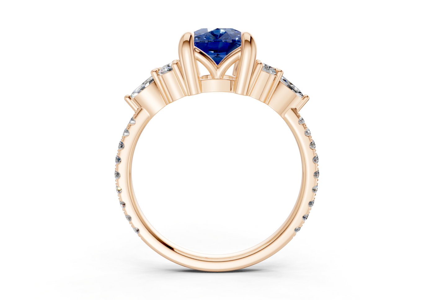 Zephyrine Sapphire Gemstone Accent Elongated Cushion Cut 1.9mm Engagement Ring