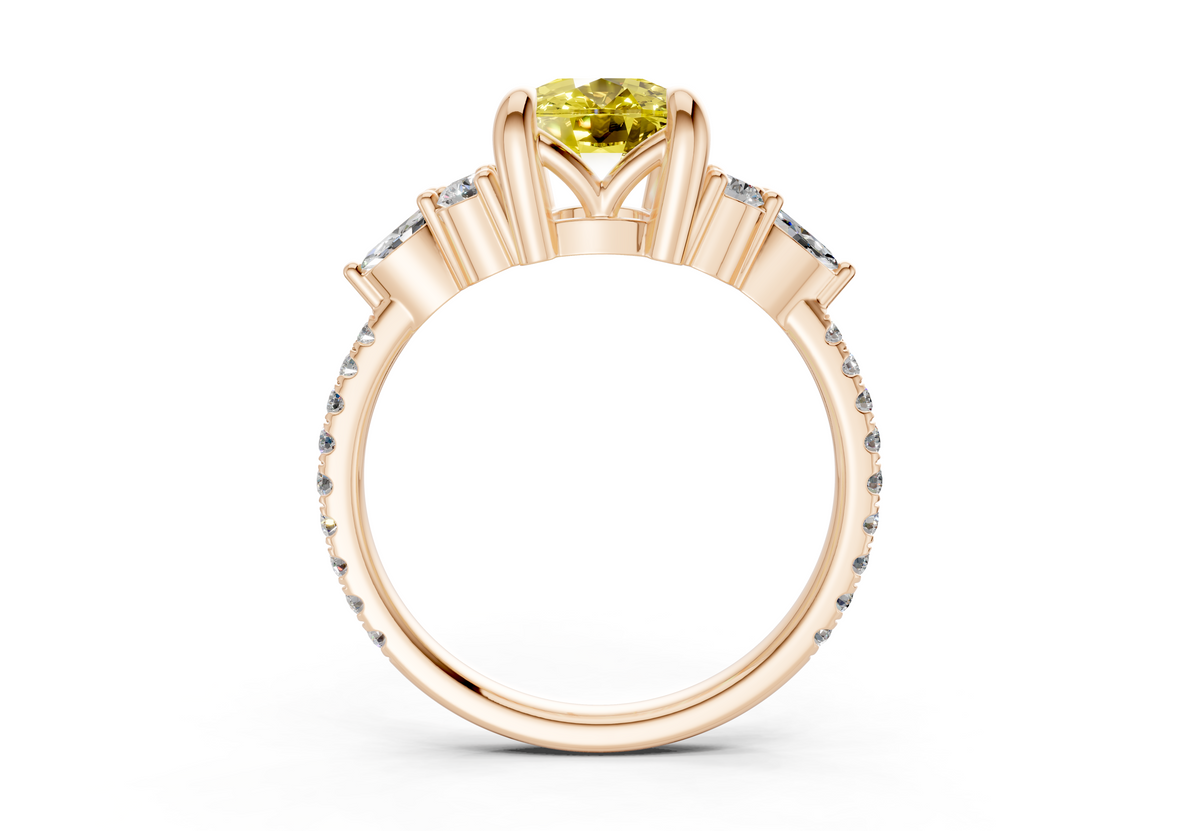 Zephyrine Yellow Diamond Accent Elongated Cushion Cut 1.9mm Engagement Ring