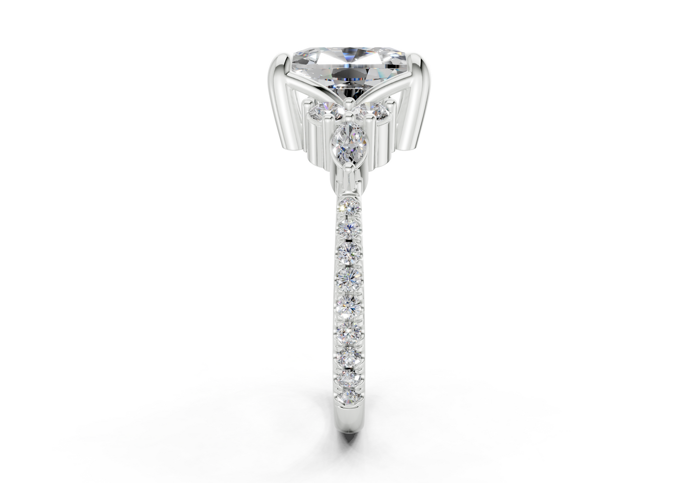 Zephyrine Diamond Accent Elongated Cushion Cut 1.9mm Engagement Ring