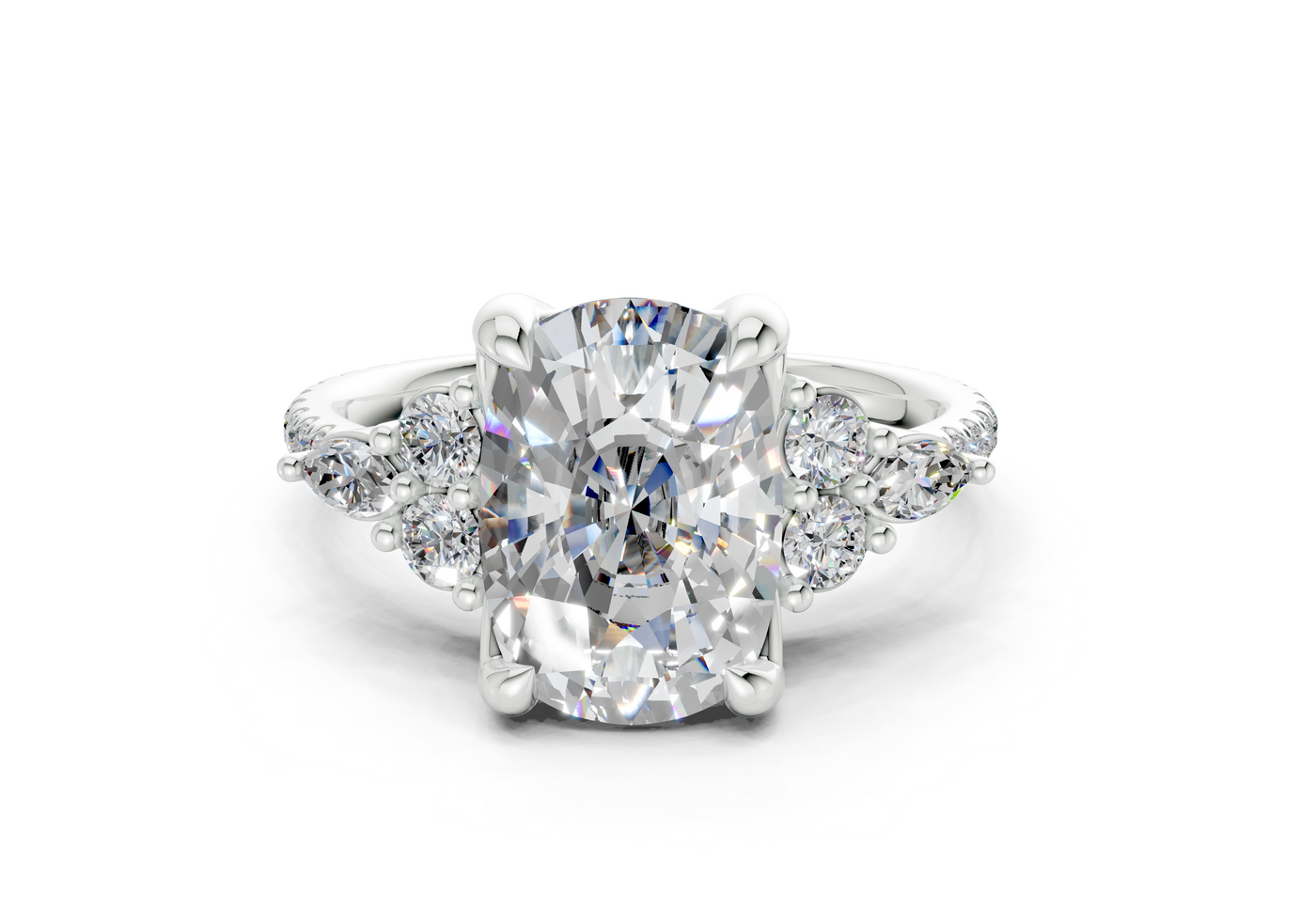 Zephyrine Diamond Accent Elongated Cushion Cut 1.9mm Engagement Ring