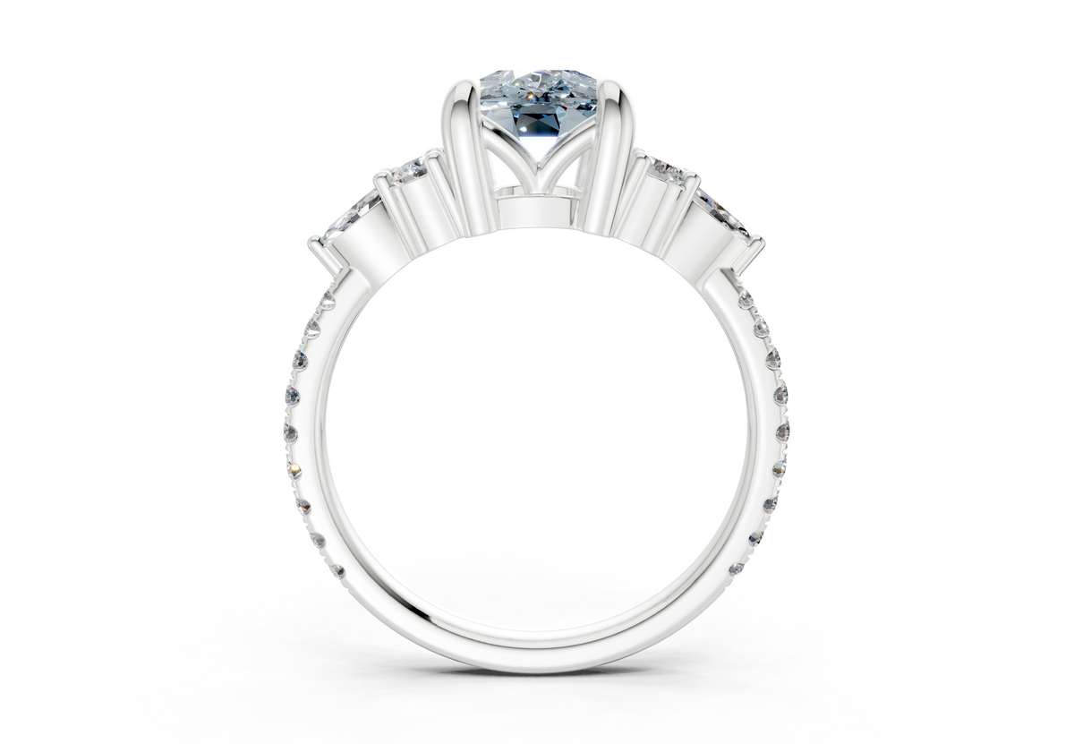 Zephyrine Blue Diamond Accent Elongated Cushion Cut 1.9mm Engagement Ring