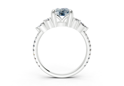 Zephyrine Blue Diamond Accent Elongated Cushion Cut 1.9mm Engagement Ring