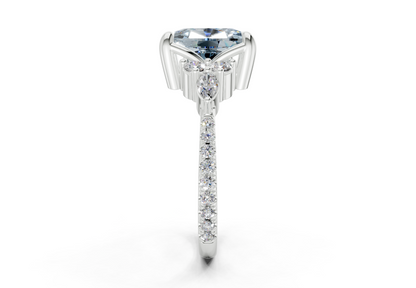 Zephyrine Blue Diamond Accent Elongated Cushion Cut 1.9mm Engagement Ring