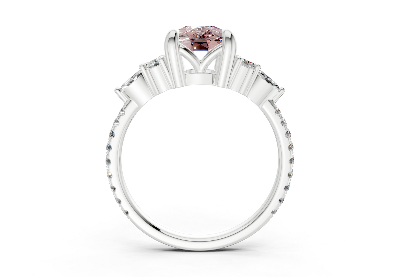 Zephyrine Pink Diamond Accent Elongated Cushion Cut 1.9mm Engagement Ring