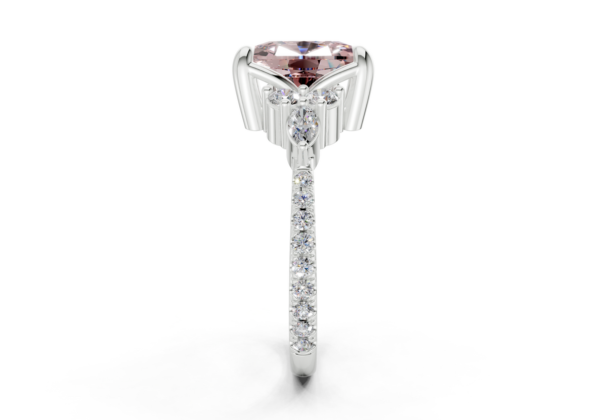 Zephyrine Pink Diamond Accent Elongated Cushion Cut 1.9mm Engagement Ring