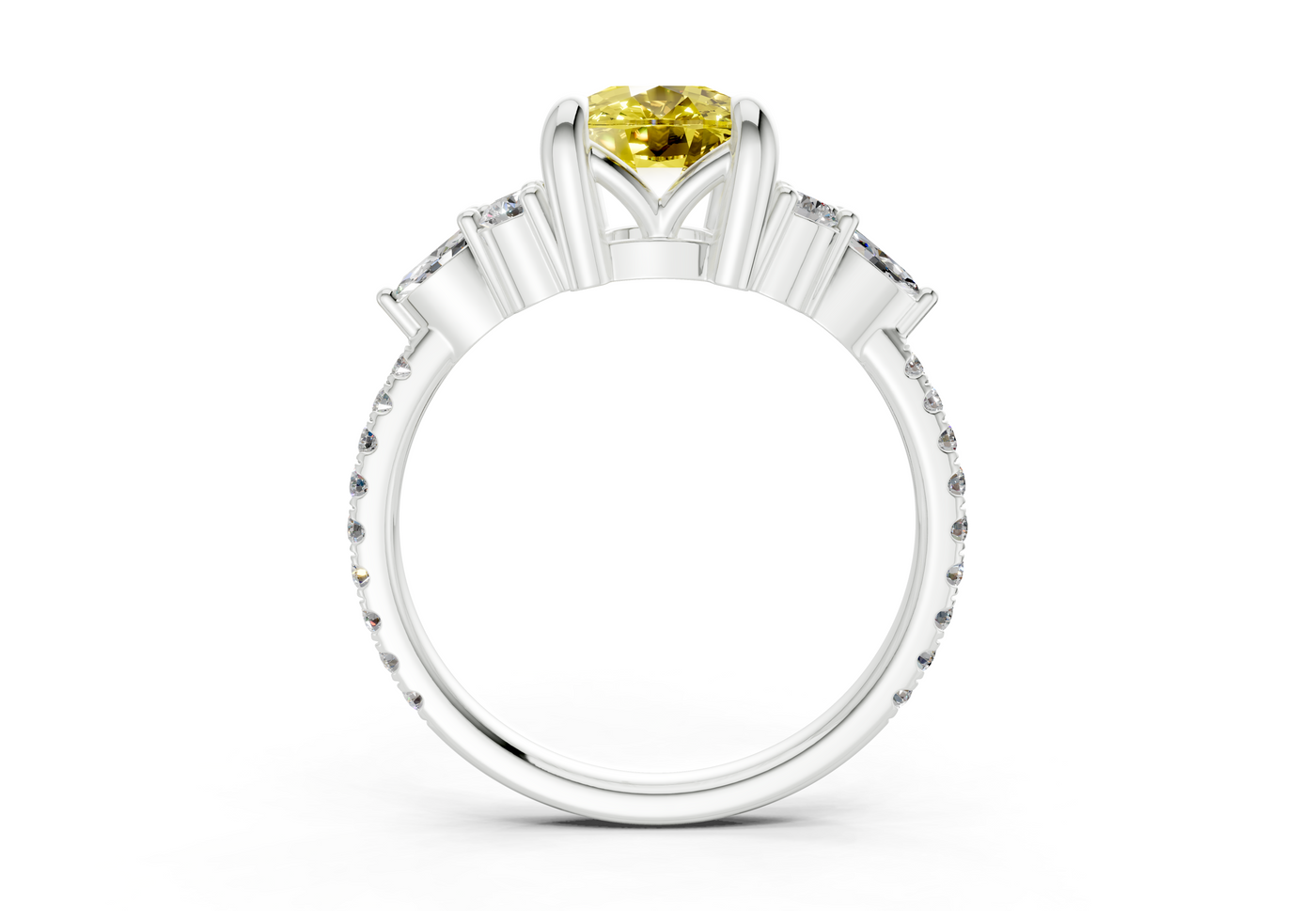 Zephyrine Yellow Diamond Accent Elongated Cushion Cut 1.9mm Engagement Ring