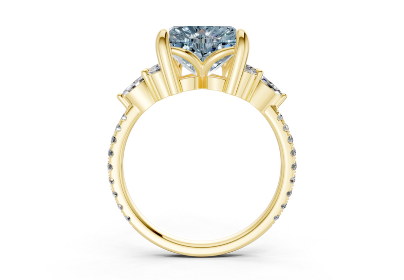 Zephyrine Blue Diamond Accent Heart Cut 1.9mm Engagement Ring