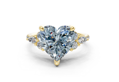 Zephyrine Blue Diamond Accent Heart Cut 1.9mm Engagement Ring