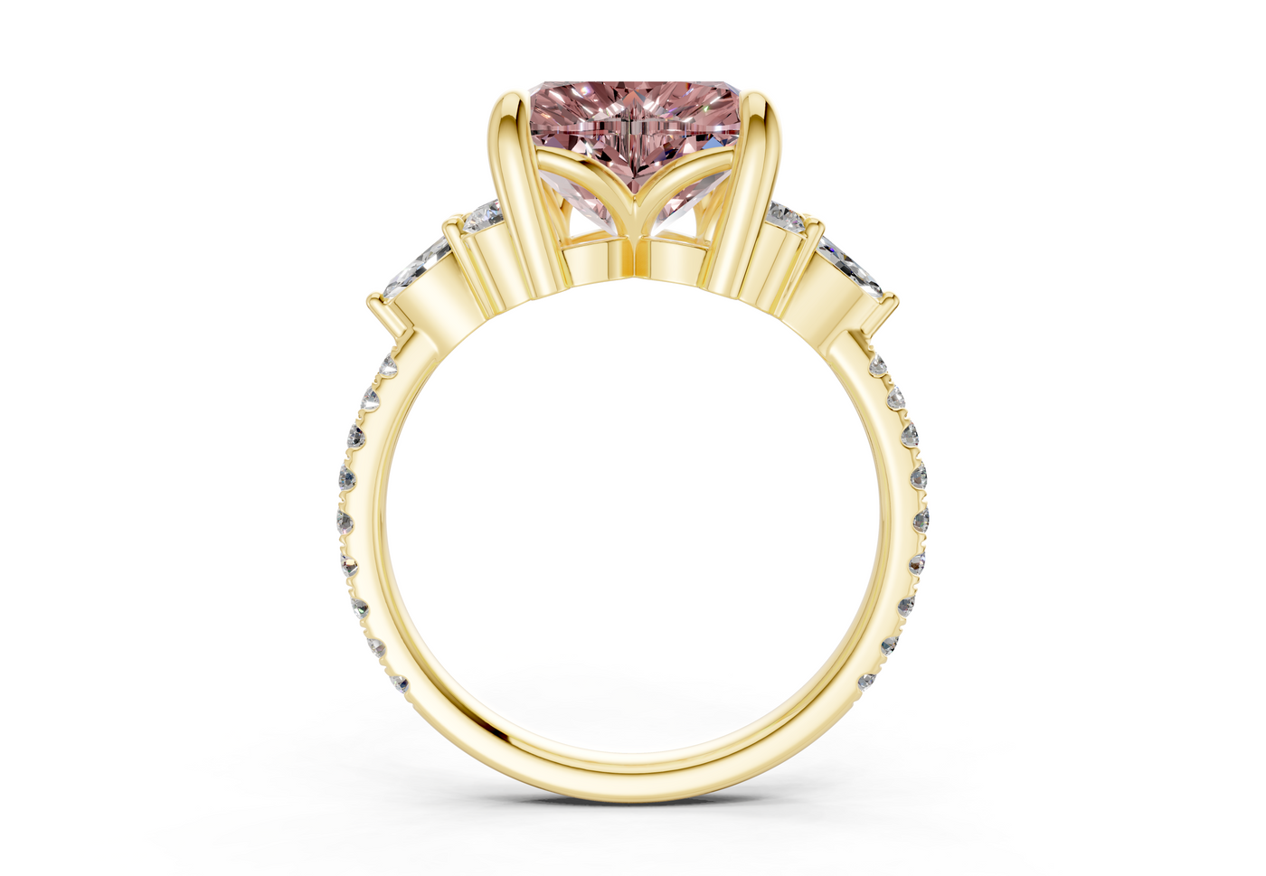 Zephyrine Pink Diamond Accent Heart Cut 1.9mm Engagement Ring