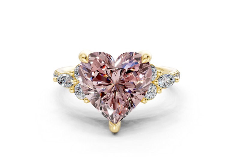 Zephyrine Pink Diamond Accent Heart Cut 1.9mm Engagement Ring