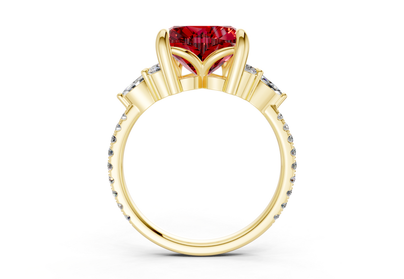 Zephyrine Ruby Gemstone Accent Heart Cut 1.9mm Engagement Ring