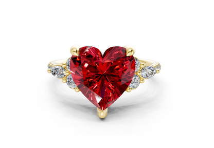 Zephyrine Ruby Gemstone Accent Heart Cut 1.9mm Engagement Ring