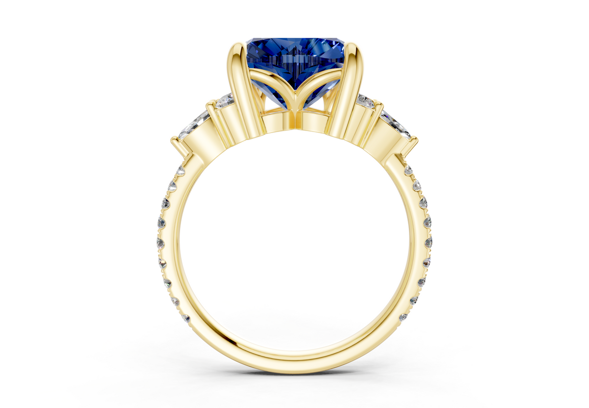 Zephyrine Sapphire Gemstone Accent Heart Cut 1.9mm Engagement Ring