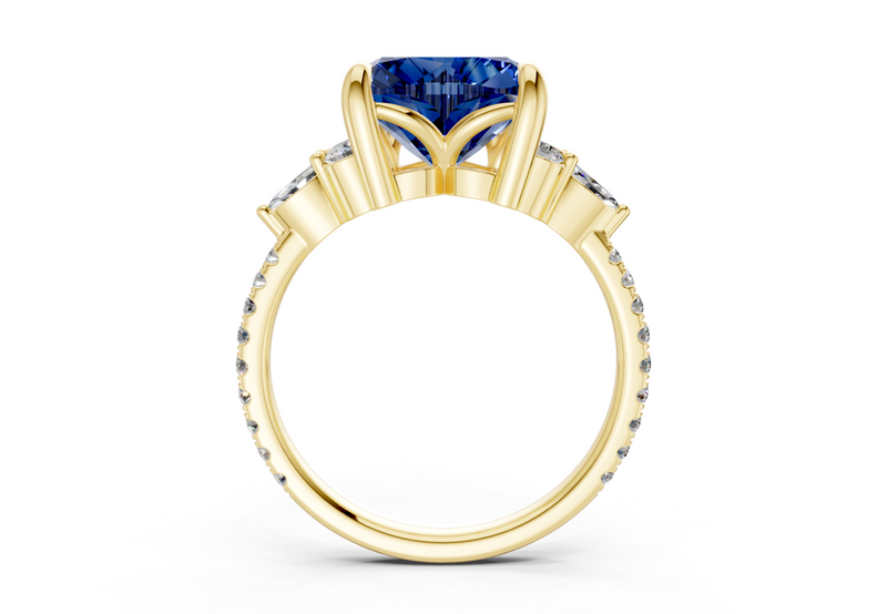 Zephyrine Sapphire Gemstone Accent Heart Cut 1.9mm Engagement Ring