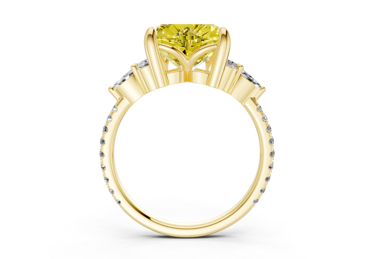 Zephyrine Yellow Diamond Accent Heart Cut 1.9mm Engagement Ring