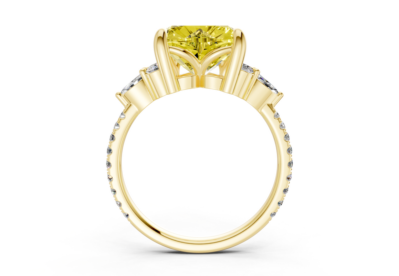 Zephyrine Yellow Diamond Accent Heart Cut 1.9mm Engagement Ring