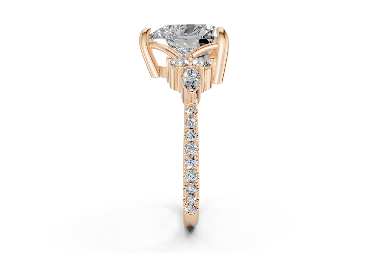 Zephyrine Diamond Accent Heart Cut 1.9mm Engagement Ring