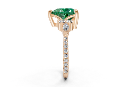 Zephyrine Emerald Gemstone Accent Heart Cut 1.9mm Engagement Ring
