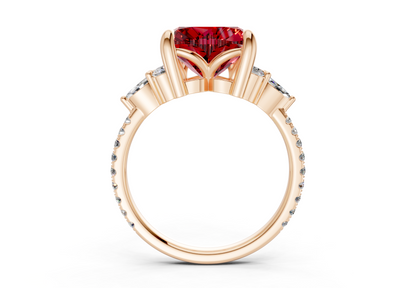 Zephyrine Ruby Gemstone Accent Heart Cut 1.9mm Engagement Ring