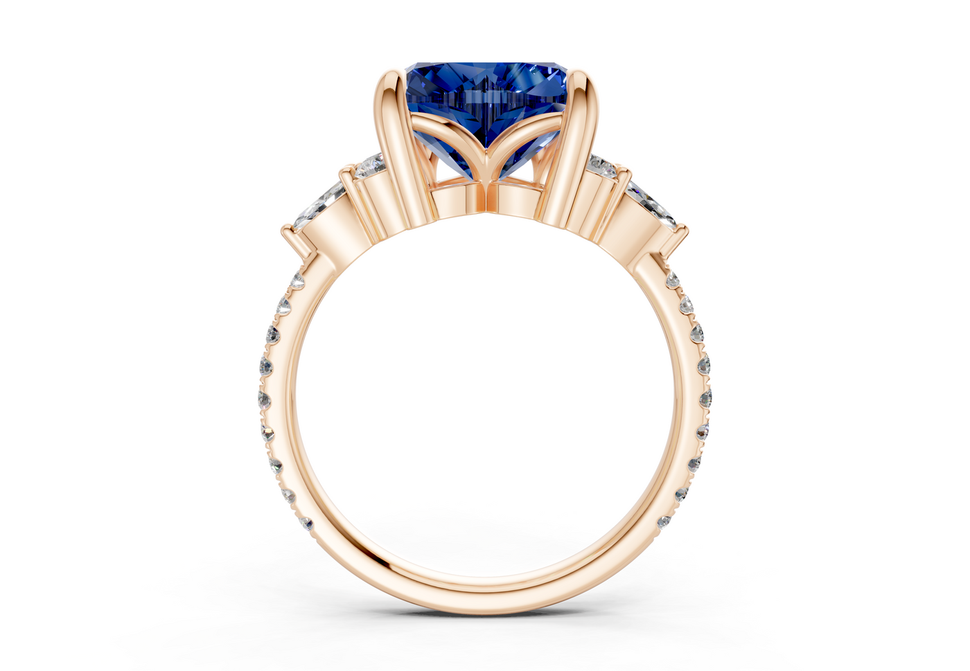 Zephyrine Sapphire Gemstone Accent Heart Cut 1.9mm Engagement Ring