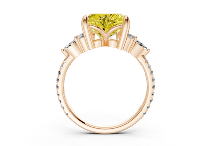 Zephyrine Yellow Diamond Accent Heart Cut 1.9mm Engagement Ring