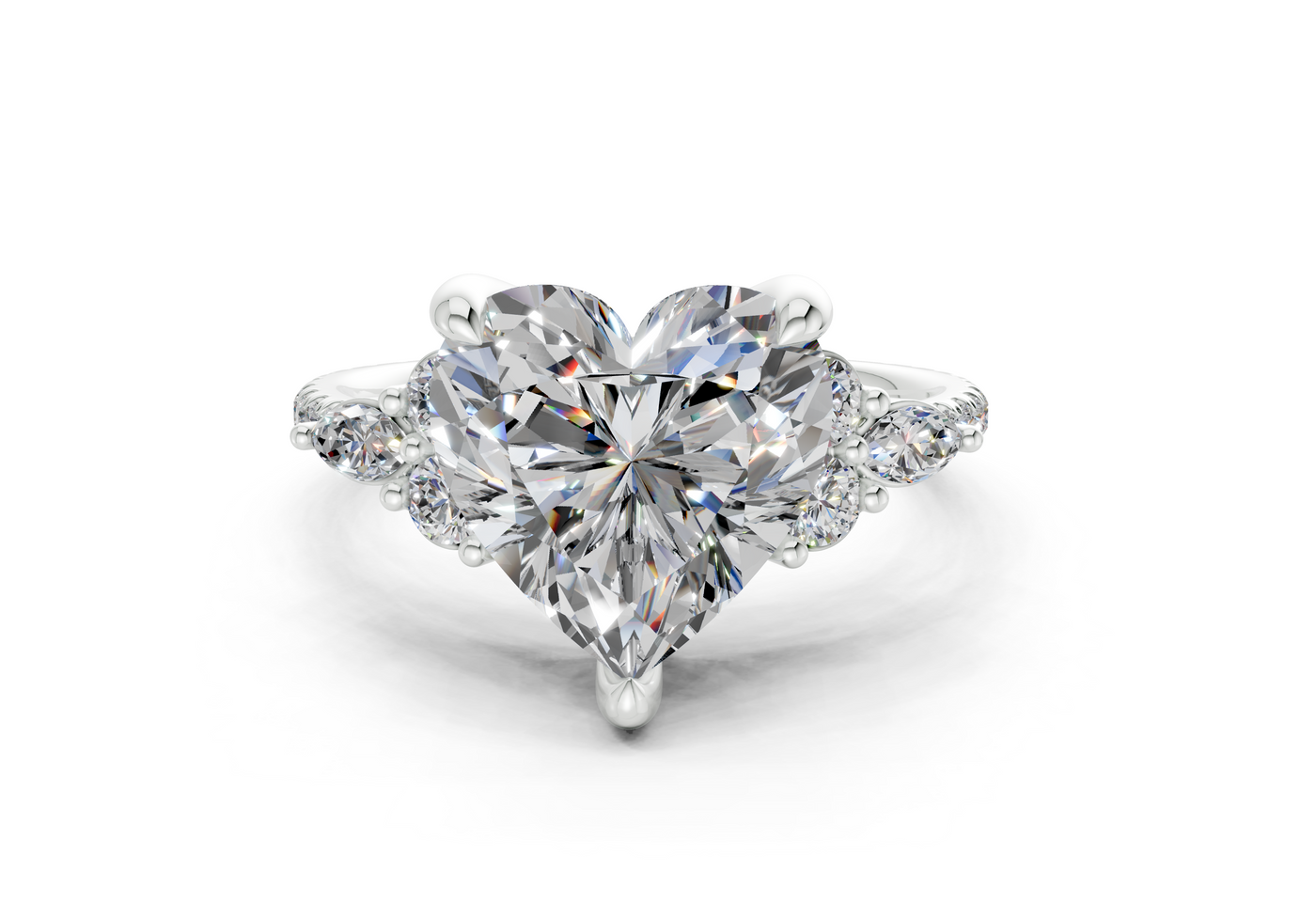 Zephyrine Diamond Accent Heart Cut 1.9mm Engagement Ring