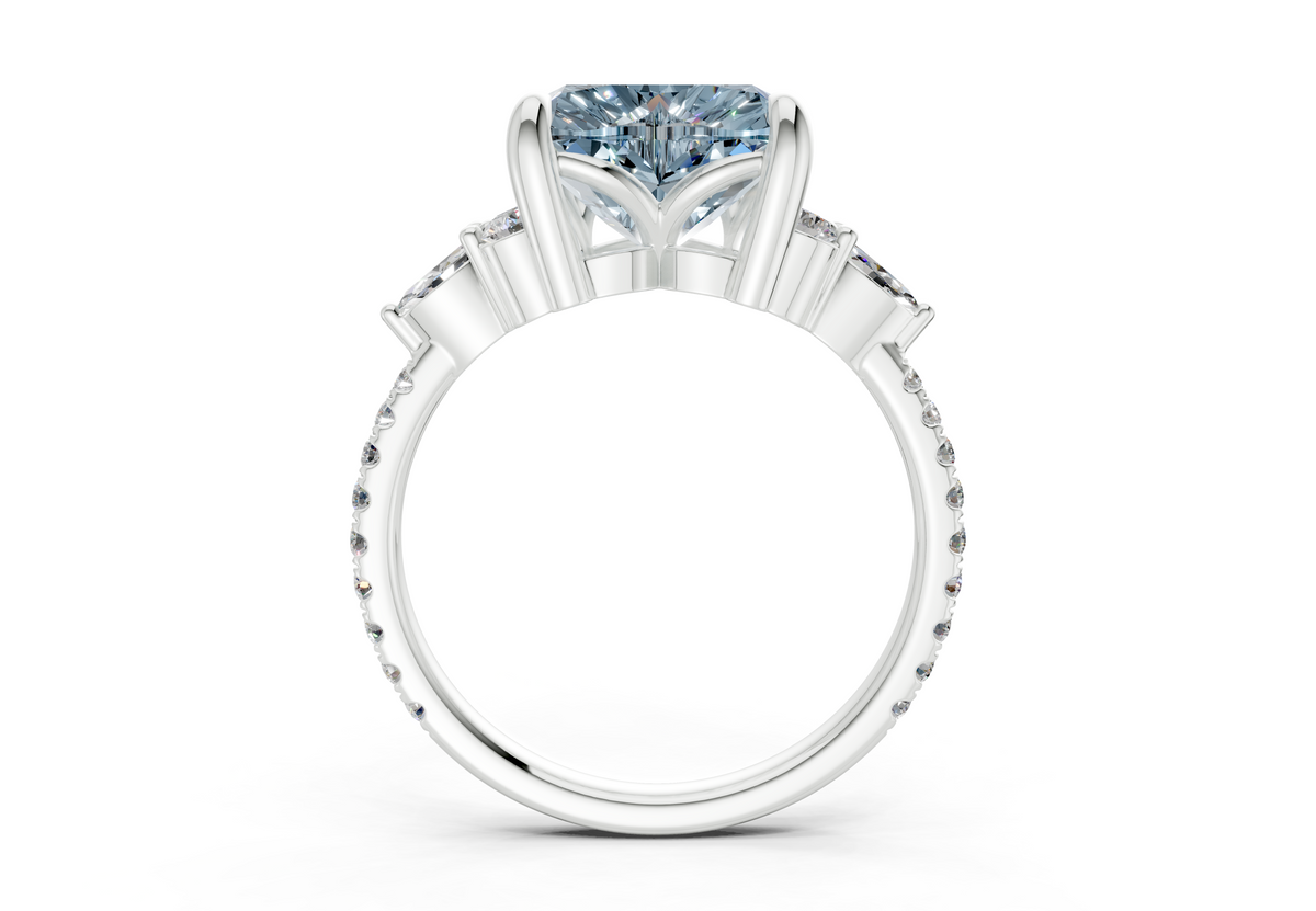 Zephyrine Blue Diamond Accent Heart Cut 1.9mm Engagement Ring