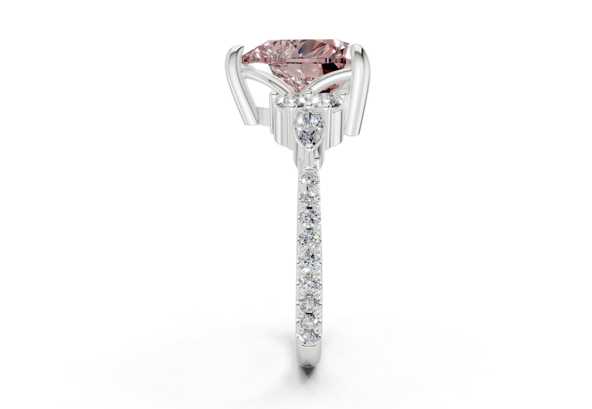 Zephyrine Pink Diamond Accent Heart Cut 1.9mm Engagement Ring