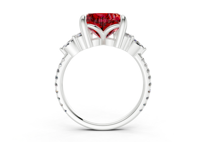 Zephyrine Ruby Gemstone Accent Heart Cut 1.9mm Engagement Ring