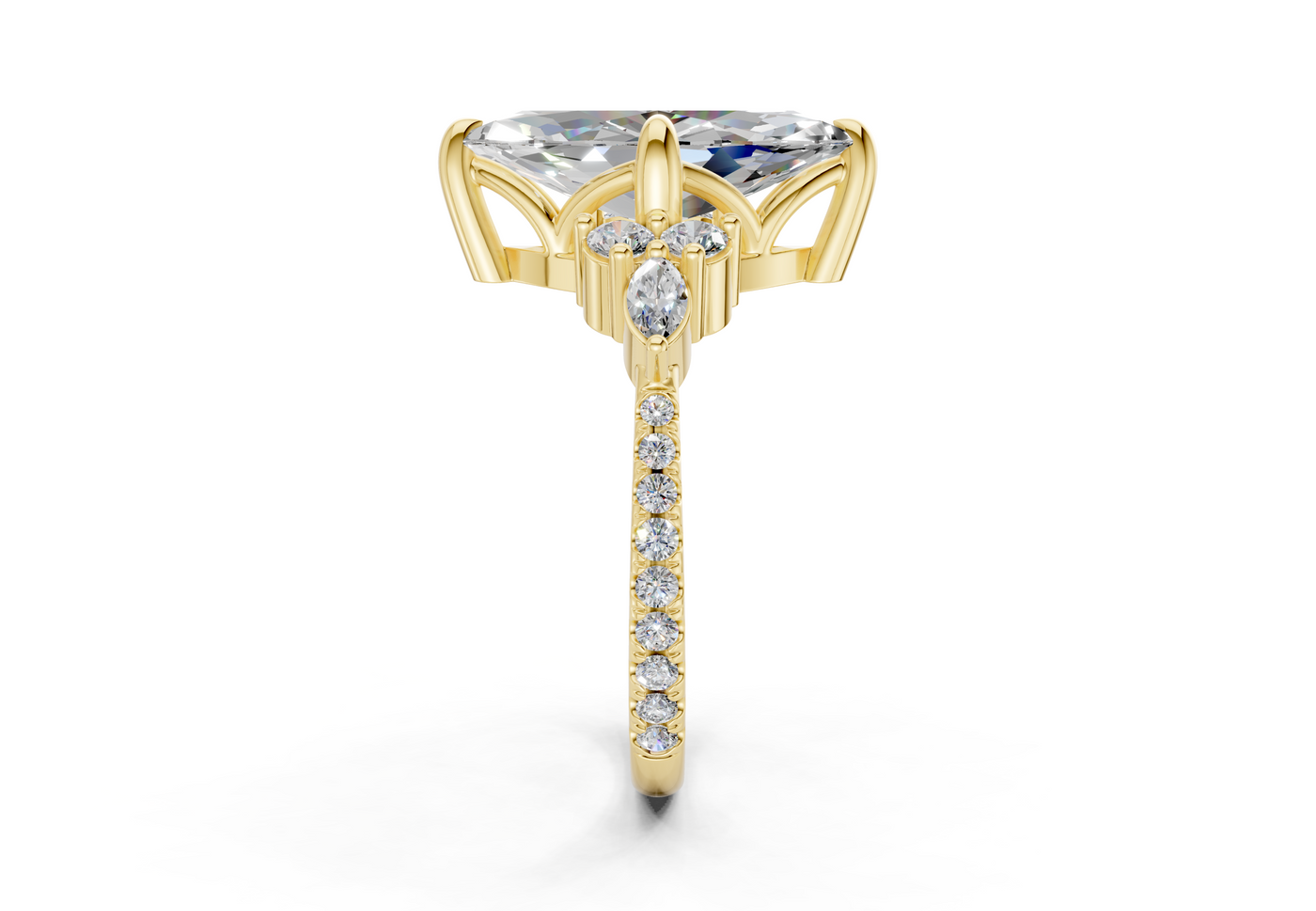 Zephyrine Diamond Accent Marquise Cut 1.9mm Engagement Ring