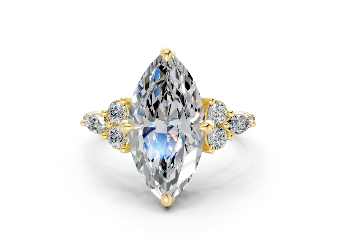 Zephyrine Diamond Accent Marquise Cut 1.9mm Engagement Ring