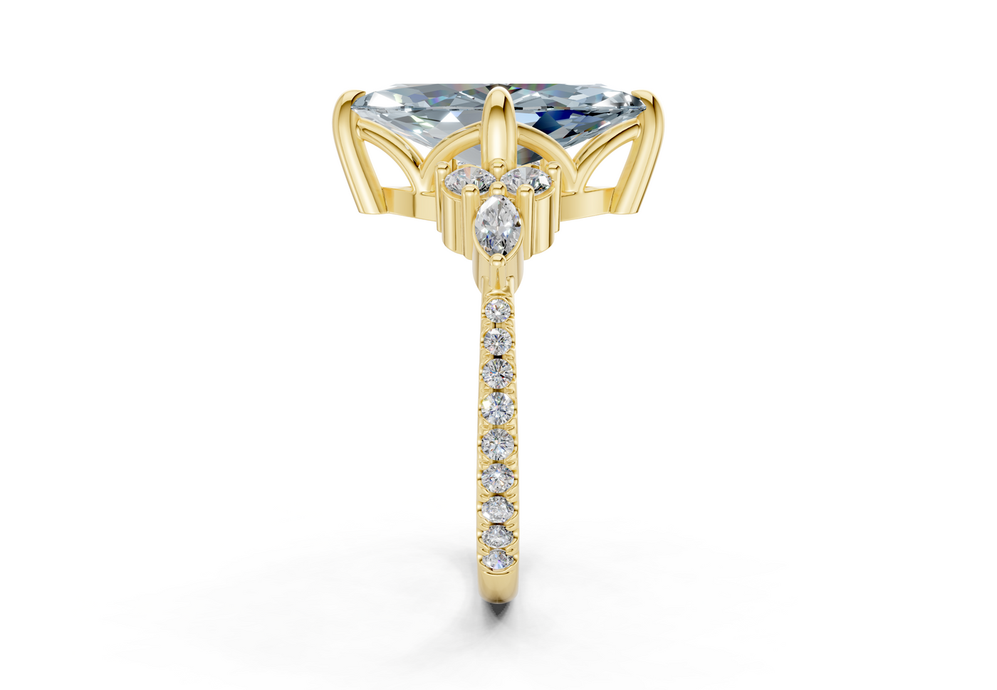 Zephyrine Blue Diamond Accent Marquise Cut 1.9mm Engagement Ring