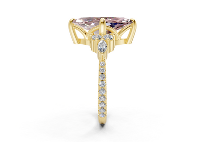 Zephyrine Pink Diamond Accent Marquise Cut 1.9mm Engagement Ring