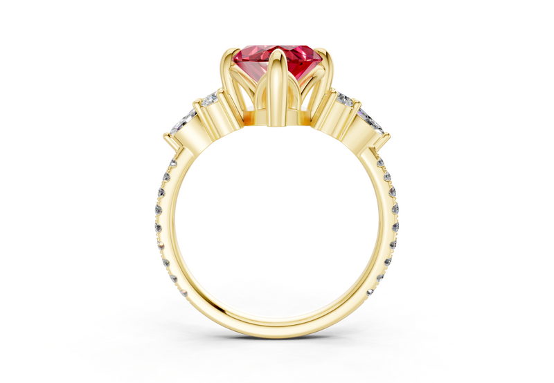 Zephyrine Ruby Gemstone Accent Marquise Cut 1.9mm Engagement Ring