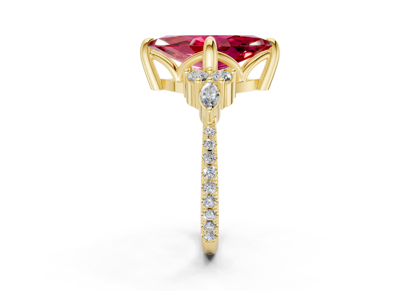 Zephyrine Ruby Gemstone Accent Marquise Cut 1.9mm Engagement Ring
