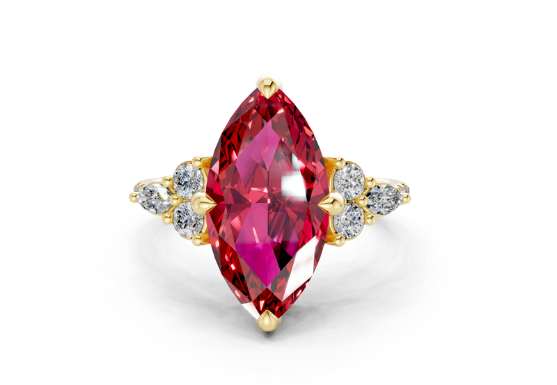 Zephyrine Ruby Gemstone Accent Marquise Cut 1.9mm Engagement Ring