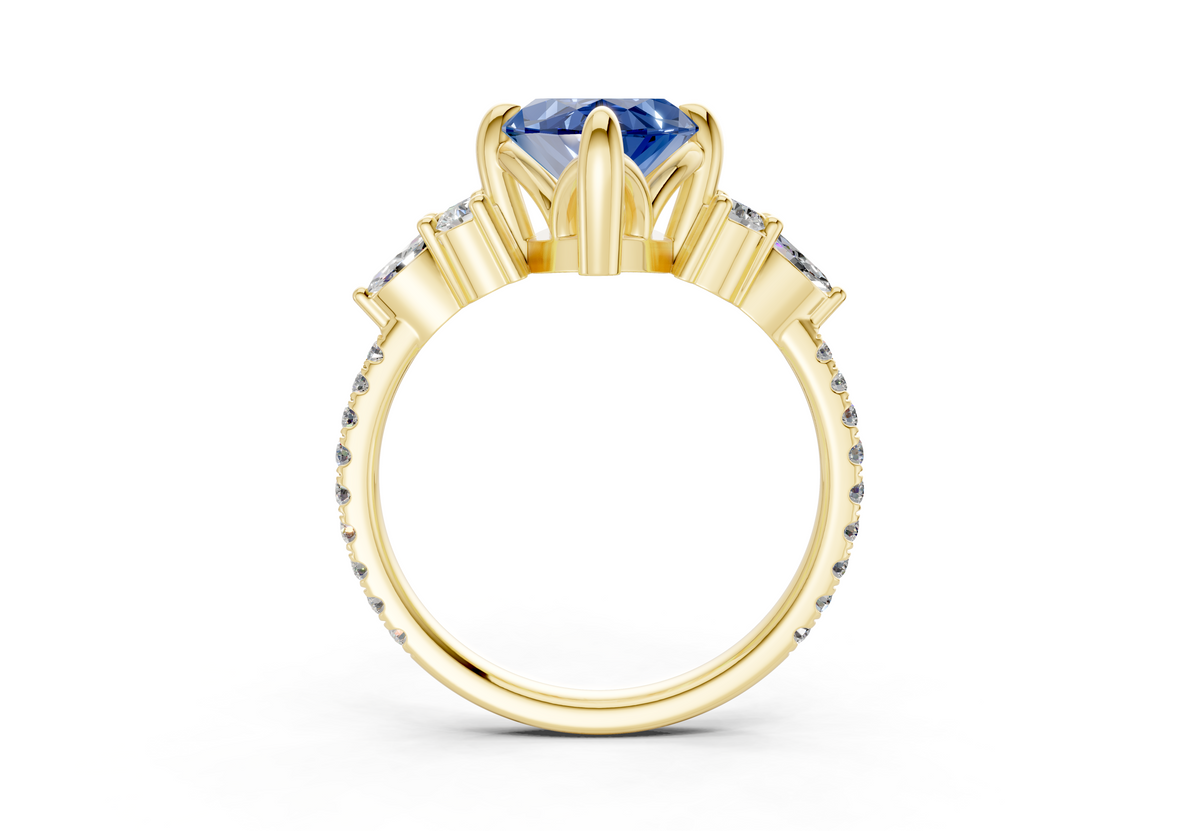 Zephyrine Sapphire Gemstone Accent Marquise Cut 1.9mm Engagement Ring